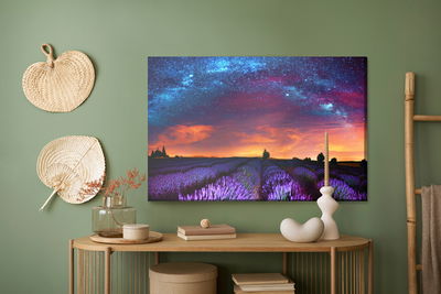 Ljuddämpande tavla - Lavender field on a starry