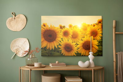 Ljuddämpande tavla - Sunset over the sunflowers