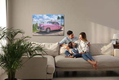 Ljuddämpande tavla - Pink vintage car