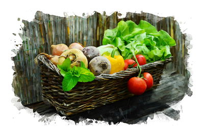Ljuddämpande tavla - Wicker basket of vegetables