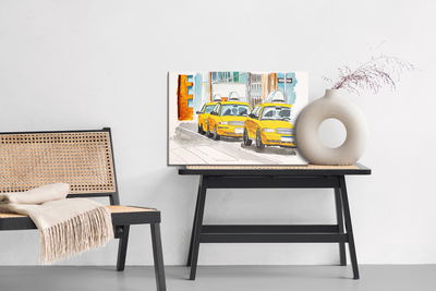 Ljuddämpande tavla - New York city taxis painted
