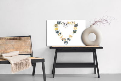 Ljuddämpande tavla - Heart of kittens