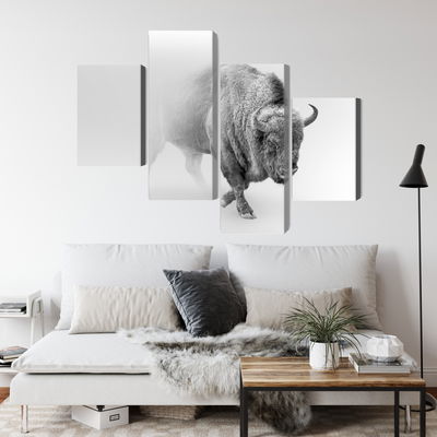 Ljuddämpande tavla - Bison in the fog 3d