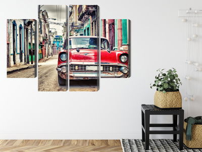 Ljuddämpande tavla - Red chevrolet car in retro