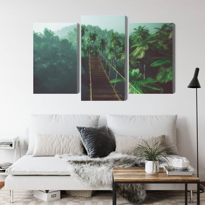 Ljuddämpande tavla - Rope bridge in the jungle 3d