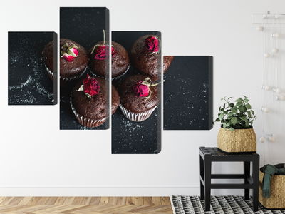 Ljuddämpande tavla - Chocolate muffins with roses