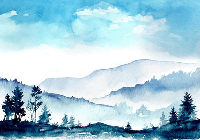 Ljuddämpande tavla - Watercolor mountains