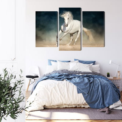 Ljuddämpande tavla - A white horse at a gallop