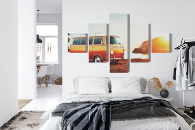 Ljuddämpande tavla - Retro car on the beach