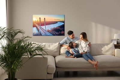 Ljuddämpande tavla - Bridge in Warsaw at sunset