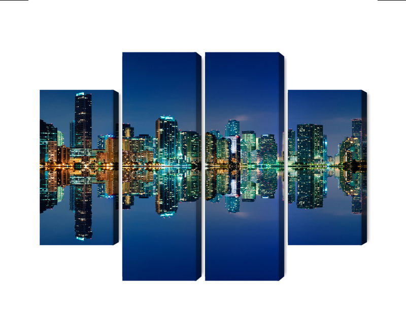 Ljuddämpande tavla - Panorama of miami by night