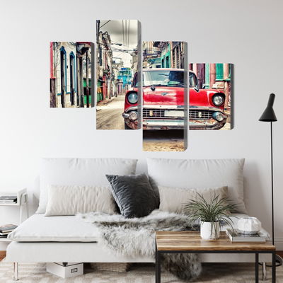 Ljuddämpande tavla - Red chevrolet car in retro