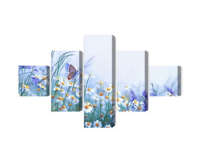 Ljuddämpande tavla - Butterfly and wildflowers