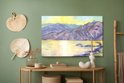 Ljuddämpande tavla - Watercolor mountain landscape