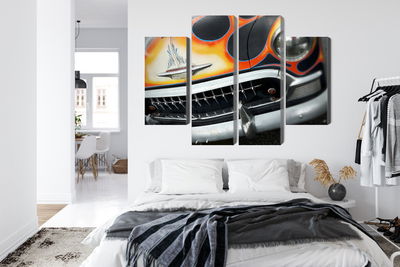 Ljuddämpande tavla - Historic car with flames