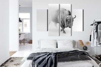 Ljuddämpande tavla - Bison in the fog 3d