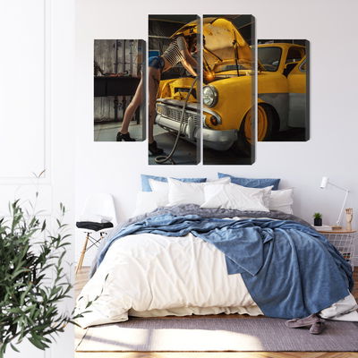 Ljuddämpande tavla - Sexy woman welded to a car