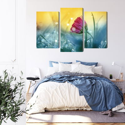 Ljuddämpande tavla - Pink flower on a 3d meadow