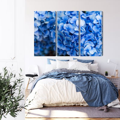 Ljuddämpande tavla - Blue hydrangea flowers close