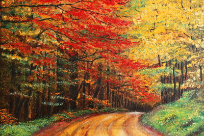 Ljuddämpande tavla - Path in the autumn forest