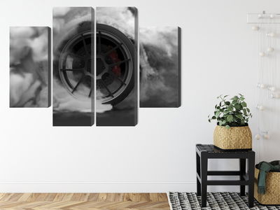 Ljuddämpande tavla - Car wheel in a cloud of 3d