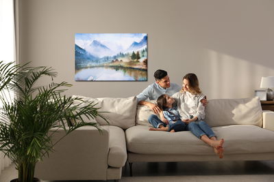 Ljuddämpande tavla - Mountain landscape painted