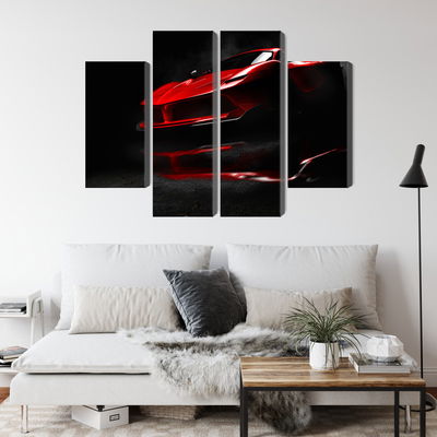 Ljuddämpande tavla - Red sports car 3d