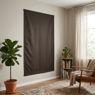 SilentDirect Acoustic Wall Textile installed in a room with windows and plants