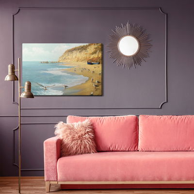 Ljuddämpande tavla - Seagulls beach and sea