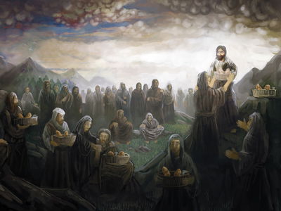 Ljuddämpande tavla - Jesus feeding thousands