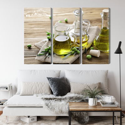Ljuddämpande tavla - Olive oil with green olives