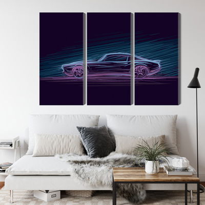 Ljuddämpande tavla - Neon muscle car