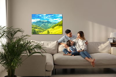 Ljuddämpande tavla - Painted mountain landscape