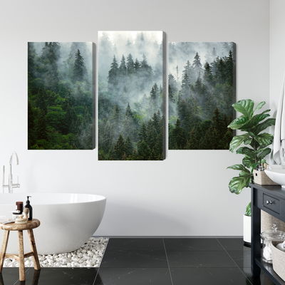Ljuddämpande tavla - Green forest in the fog