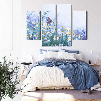 Ljuddämpande tavla - Butterfly and wildflowers