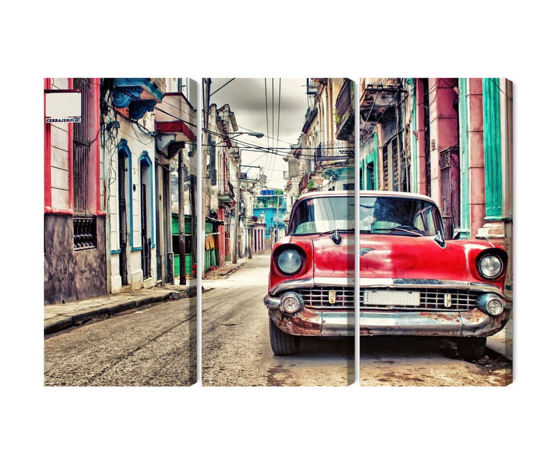 Ljuddämpande tavla - Red chevrolet car in retro