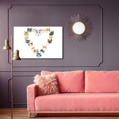 Ljuddämpande tavla - Heart of kittens