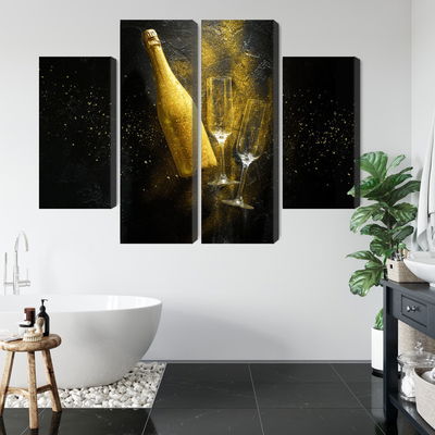 Ljuddämpande tavla - Golden bottle of champagne