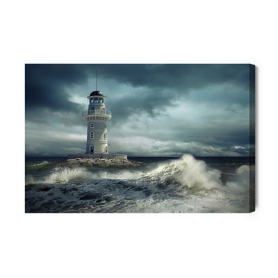 Ljuddämpande tavla - Lighthouse and the stormy sea