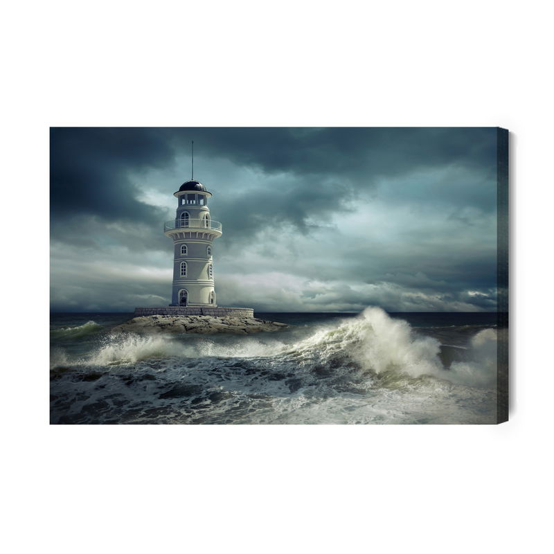 Ljuddämpande tavla - Lighthouse and the stormy sea
