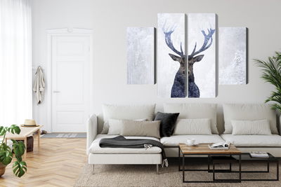 Ljuddämpande tavla - Deer in the winter 3d forest