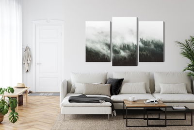 Ljuddämpande tavla - Misty 3d forest landscape