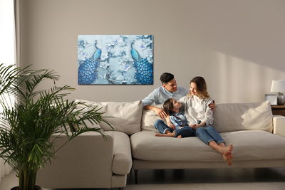 Ljuddämpande tavla - Colorful peacocks – 3d effect