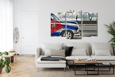 Ljuddämpande tavla - A car with a cuban flag