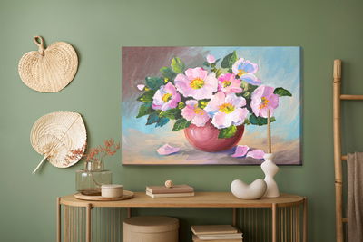 Ljuddämpande tavla - Roses in a vase as painted