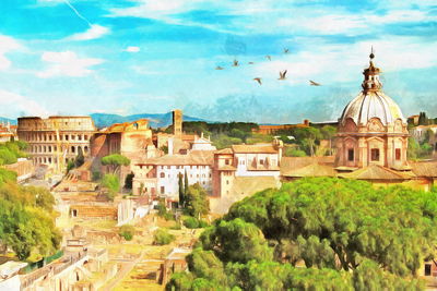 Ljuddämpande tavla - Panorama of Rome like painted