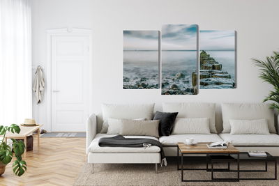 Ljuddämpande tavla - Rocky beach and 3d wooden