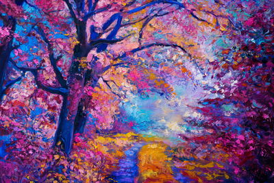 Ljuddämpande tavla - A path in a colorful forest