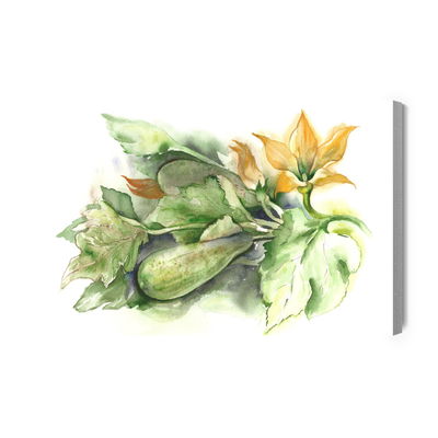 Ljuddämpande tavla - Zucchini with flowers painted