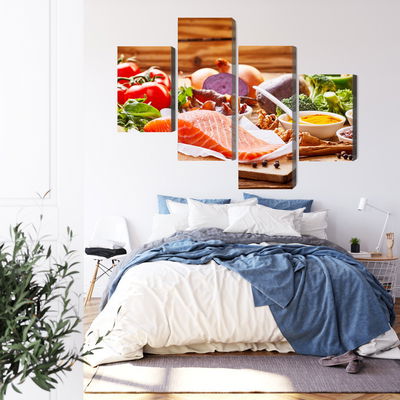 Ljuddämpande tavla - Salmon among vegetables